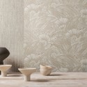 Khroma|Wallpaper with beige leaf prints evoking the African jungle|Wallpaper
