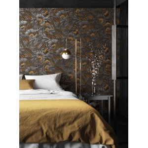 Casamance|Papel pintado geométrico amarillo caqui estilo Herbín|Étnico 2
