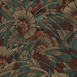 Papeldecor|White fan wallpaper with a beautiful metallic champagne brocade|Wallpaper