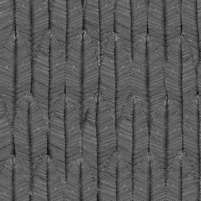 Khroma|Papel Pintado hojas de platanero con un aire étnico gris grafito|Papel Pintado