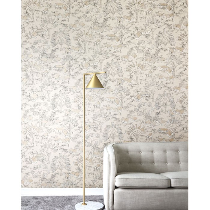 Khroma|Papier peint village africain palmiers tropicaux effet textile|Papier Peint