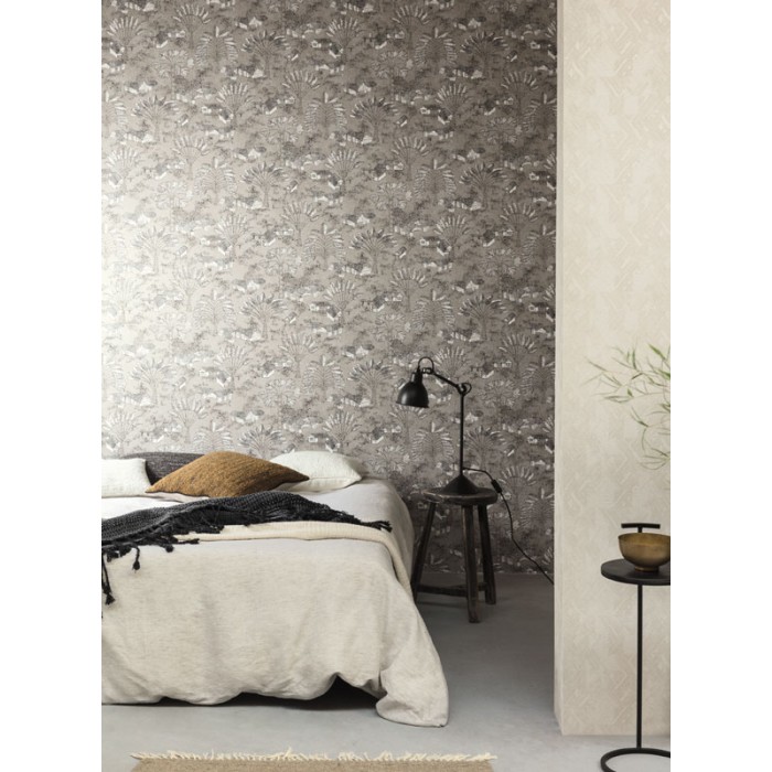Khroma|Ethnic style Wallpaper with tribal geometric patterns in pearl cream|Wallpaper
