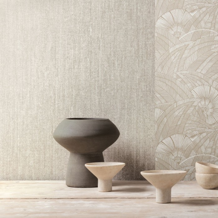 Khroma|Tapete in Stoffoptik Beige-Stein|Tapeten