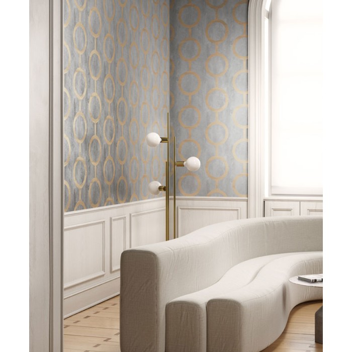 Khroma|Papel Pintado hormigón con círculos en forma de eslabones|Papel Pintado