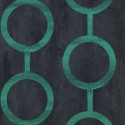 Khroma|Papel Pintado círculos modernistas verde brillo y fondo negro|Papel Pintado