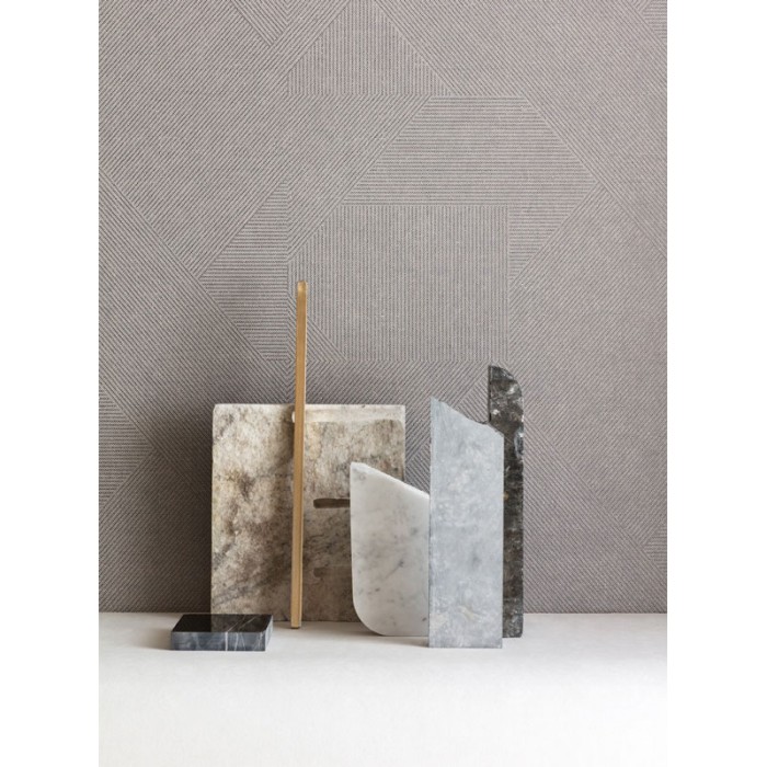 Khroma|Grey textile-effect Wallpaper with geometric forms|Wallpaper