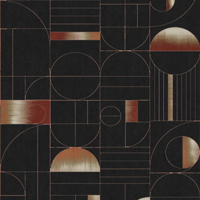 Papel Pintado formas curvas y círculos marrón y negro - Khroma Prisma PRI702