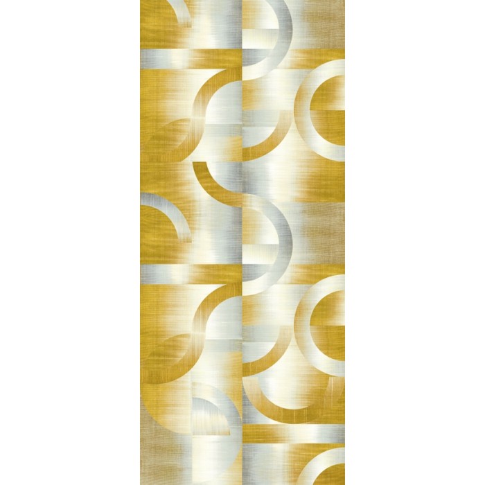 Khroma|Geometrische Wandbild mit gelben Kreisen und Bögen I|Wandbild