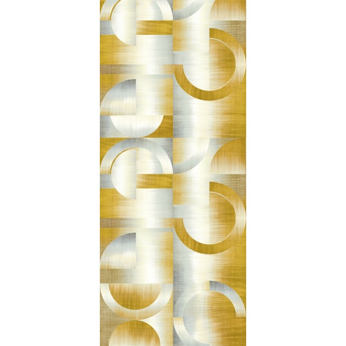 Khroma|Geometrische Wandbild mit gelben Kreisen und Bögen II|Wandbild