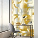 Khroma|Geometrische Wandbild mit gelben Kreisen und Bögen II|Wandbild