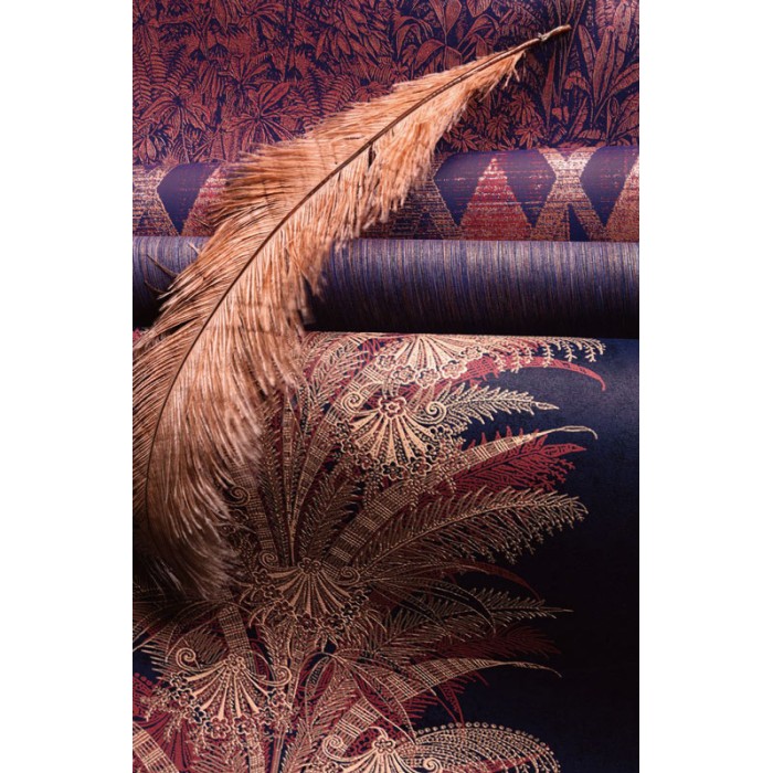 Khroma|English-style Wallpaper with burgundy diamonds on textile effect|Wallpaper