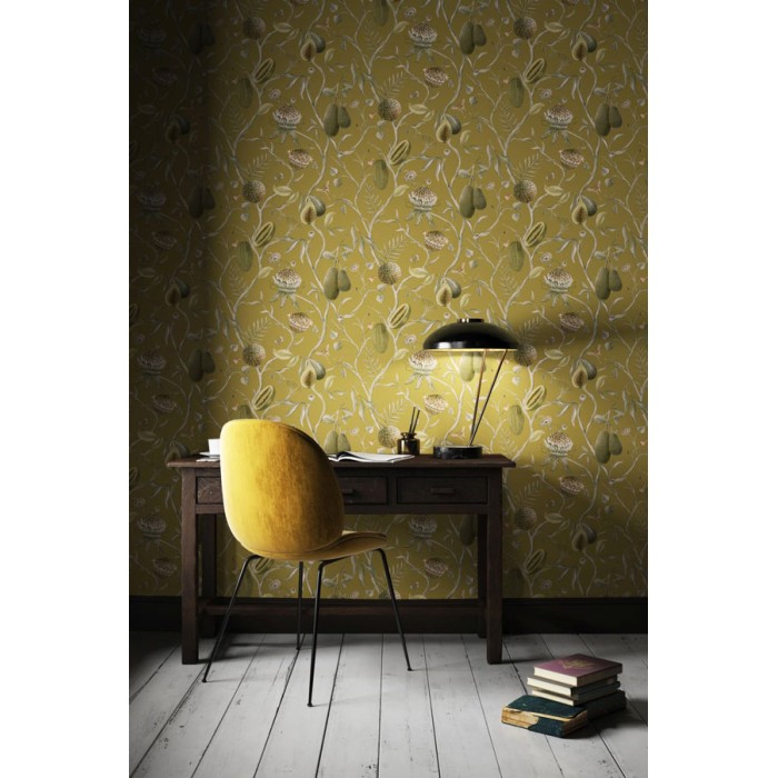 Papel Pintado frutas tropicales amarillo mostaza - Khroma Cabinet Of Curiosities CAB603