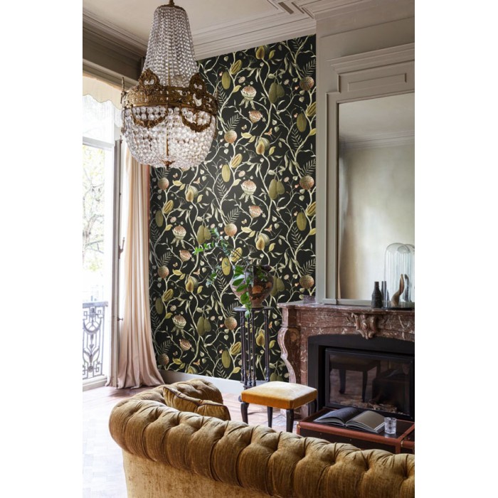 Papel Pintado negro con papayas tropicales - Khroma Cabinet Of Curiosities CAB605