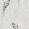 Khroma|Tapete mit Papageien und tropischen Palmen Beige und Weiß|Tapeten