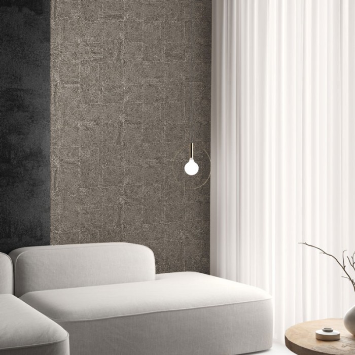 Papel Pintado efecto cuero marrón con brillo sutil - Khroma Orbital ORB302