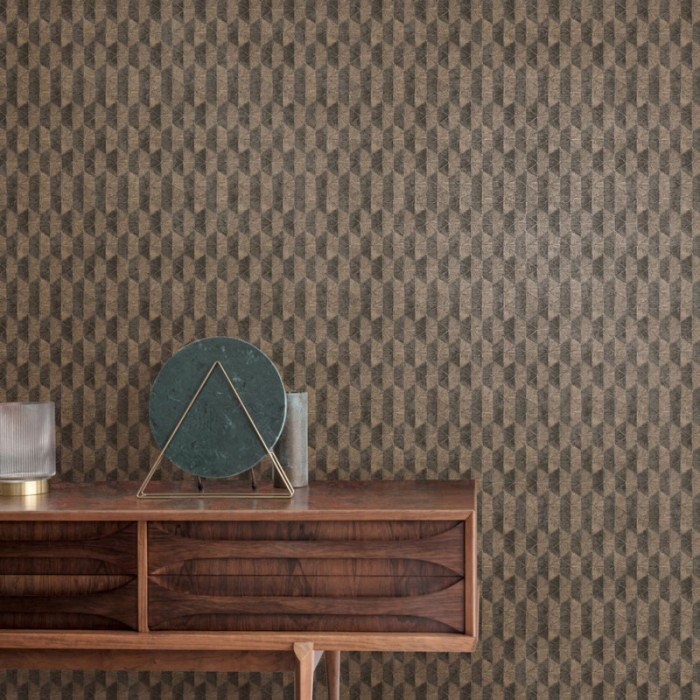 Khroma|Brown and black geometric mosaic Wallpaper with shimmer|Wallpaper
