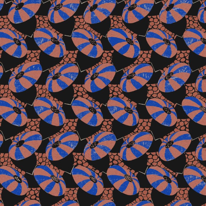 Papeldecor|Papel pintado motivos retro azul y marrón|Papel Pintado