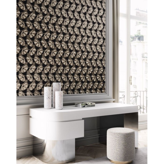 Papeldecor|Tapete mit originellen Mustern im Retro-Modern-Stil in Schwarz und Beige|Tapeten