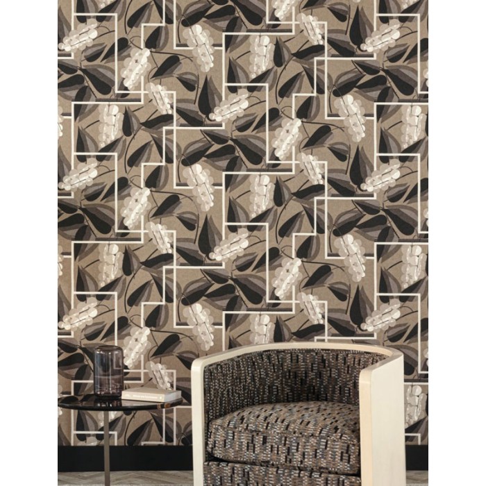 Papeldecor|Papel pintado vid con uvas trepadora sobre enrejado estilo art deco|Papel Pintado