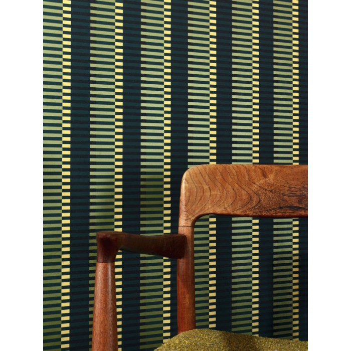 Papeldecor|Modern optical illusion wallpaper with green stripes|Wallpaper