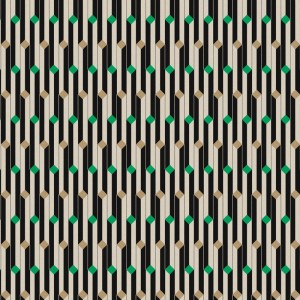 Caselio|Papier peint art déco avec coquillages noir et cuivre|Art Déco