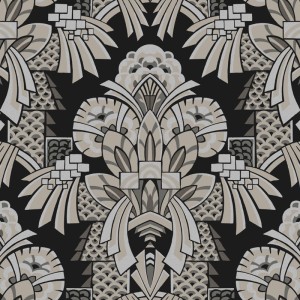 Grandeco|Damask floral gray decorations wallpaper|Damask