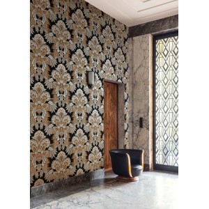 As Creation|Wallpaper Karl Lagerfeld metallic gray ties|Damask 2