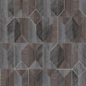 Papeldecor|Papier peint mosaïque géométrique effet bois gris et marron|Papier Peint