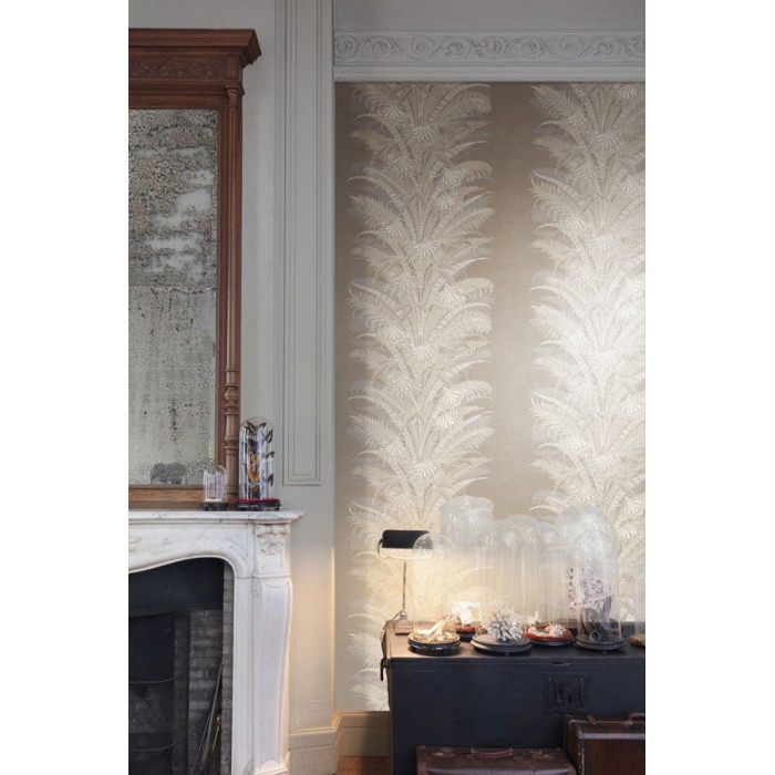 Papeldecor|Papel pintado floral patrón en forma de franjas de color visón|Papel Pintado