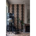 Papeldecor|Wallpaper Japanese flowers brown and grey with vertical stripes|Wallpaper