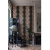 Papeldecor|Wallpaper Japanese flowers brown and grey with vertical stripes|Wallpaper