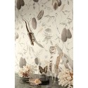 Papeldecor|Tapete Handzeichnung tropischer Papayas Cremeweiß|Tapeten