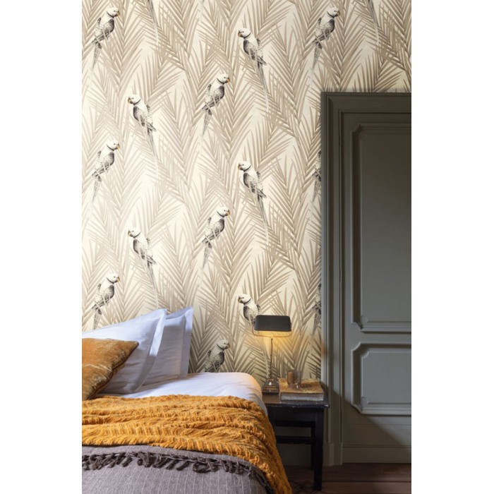 Papel pintado loros entre hojas de palmera estilo tropical -  220-5169