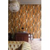 Papeldecor|Papier peint tropical avec feuilles de palmier orange et perroquets|Papier Peint