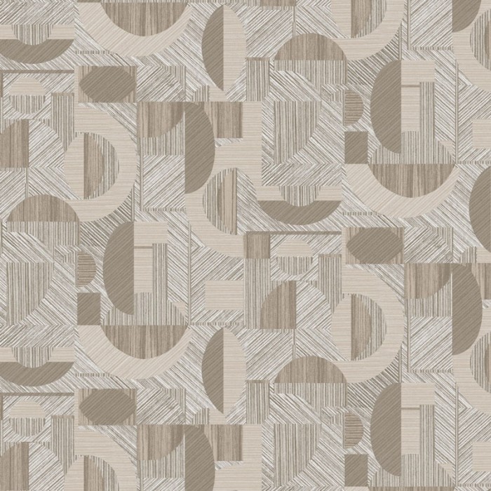 Papel pintado moderno diseño geométrico 3D champan y gris metalizado -  220-5181