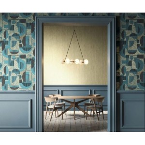 Khroma|Geometrische Mosaik-Tapete Braun und Türkis|Tapeten 2