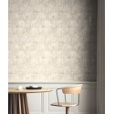 Papeldecor|Papier peint effet carrelage avec des patchs de plâtre blanc|Papier Peint