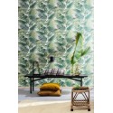 Papeldecor|Tropical palm green leaf wallpaper with a subtle shine|Wallpaper