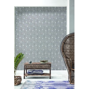 Casamance|Wallpaper linen brown with embroidered leaves|Wallpaper 2