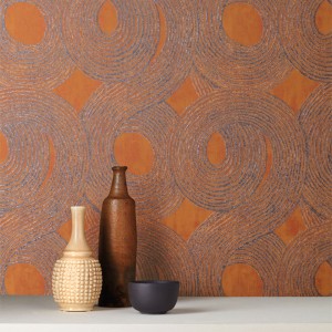 Elitis|Vinyl wallpaper with copper coloured raffia imitation|Wallpaper 2