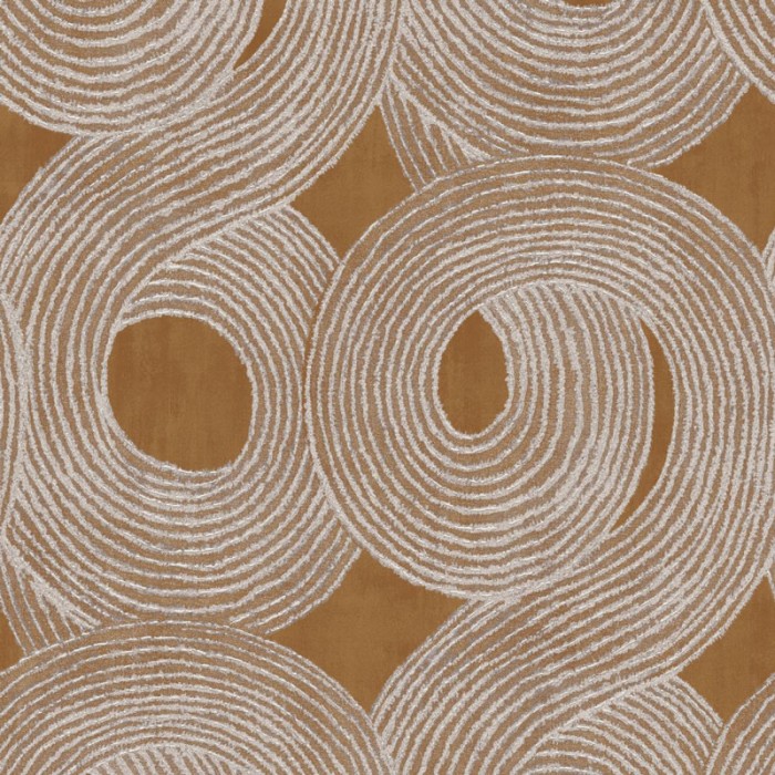 Papel pintado grandes ondas estilo moderno color mostaza y plateado -  220-5223