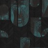 Papeldecor|Papel pintado étnico negro con máscaras africanas azules|Papel Pintado
