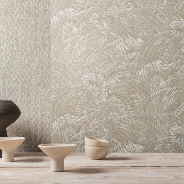 Papeldecor|Printed wallpaper in beige tones emulating the African jungle|Wallpaper