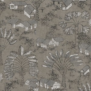 Grandeco|Papel pintado flores tropicales acuarela verde y naranja|Tropical