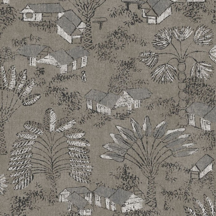 Papeldecor|Papel pintado paisaje africano estilo toile de Jouy con efecto textil|Papel Pintado