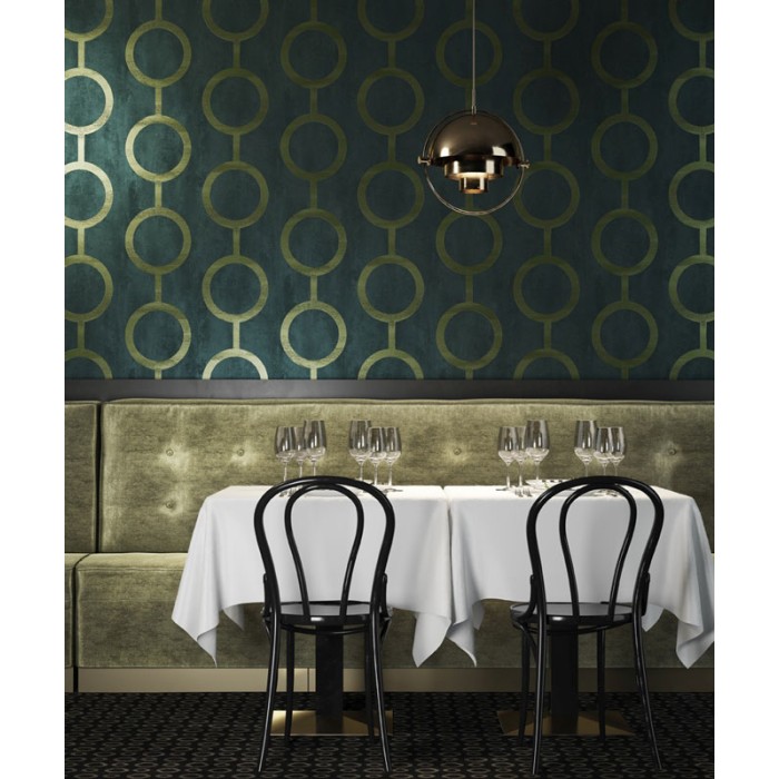 Papeldecor|Papel pintado moderno efecto pared de piedra con eslabones en círculos|Papel Pintado