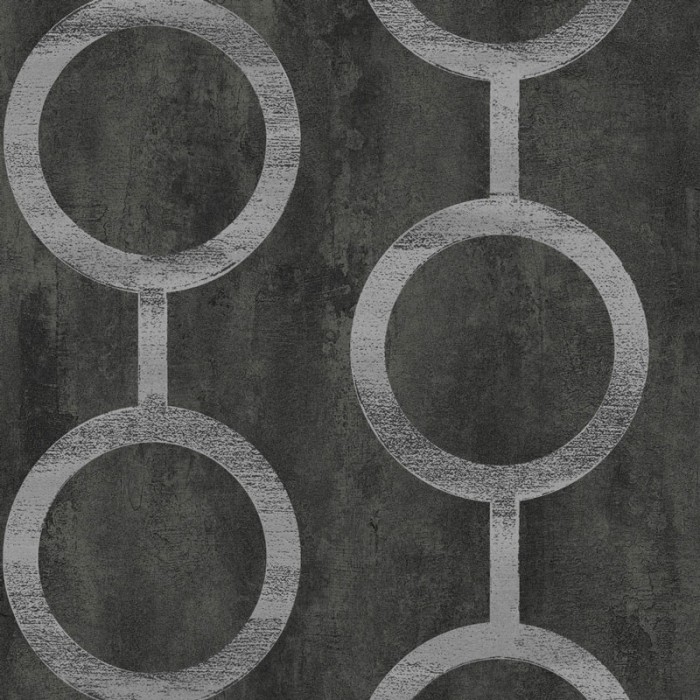 Papel pintado diseño moderno con círculos plateados -  220-5245