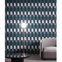 Papeldecor|Wallpaper geometric prism mosaic style green and black|Wallpaper