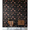 Papeldecor|Papel pintado moderno con formas curvas y círculos marrón y negro|Papel Pintado