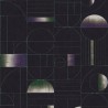 Papeldecor|Modern wallpaper with architectural shapes in dark blue, green, and lilac|Wallpaper